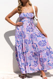 Elegant Floral Patchwork Strapless A Line Dresses