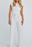 Work British Style Solid Solid Color Mandarin Collar Regular Jumpsuits