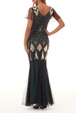 Elegant Formal Beading Zipper V Neck Evening Dress Dresses