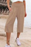 Casual Simplicity Solid Pocket Loose High Waist Wide Leg Solid Color Bottoms(15 Colors)