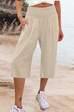 Casual Simplicity Solid Pocket Loose High Waist Wide Leg Solid Color Bottoms(15 Colors)