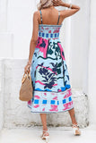 Sexy Print Patchwork Square Collar Sling Dress Dresses(3 Colors)