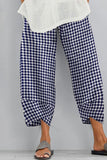 Casual Plaid Contrast Loose High Waist Harlan Full Print Bottoms(3 Colors)