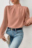 Casual Solid Patchwork Flounce Half A Turtleneck Tops
