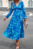 Elegant Geometric Printing V Neck A Line Dresses