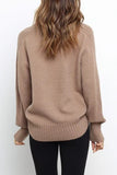 Casual Solid Patchwork Turtleneck Tops