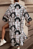 Casual Geometric Printing Turndown Collar Long Sleeve Two Pieces(5 Colors)