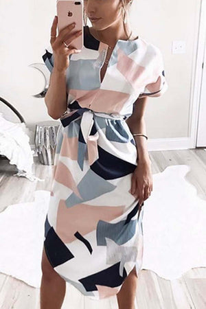 Florcoo Trendy Printed Asymmetrical Midi Dress(4 colors)