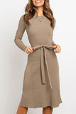 Florcoo Lace-up Solid Autumn Dress