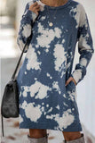 Florcoo Tie-dye Printed Long-sleeved Dress