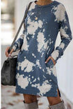 Florcoo Tie-dye Printed Long-sleeved Dress