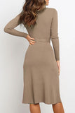 Florcoo Lace-up Solid Autumn Dress