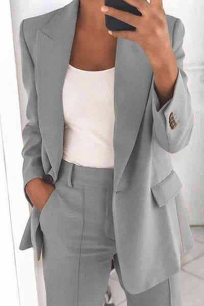 Florcoo Two-Piece Fashion Lapel Slim Cardigan Blazer(5 Colors)