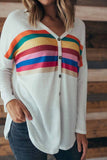 Florcoo Striped Rainbow Casual Button Tops